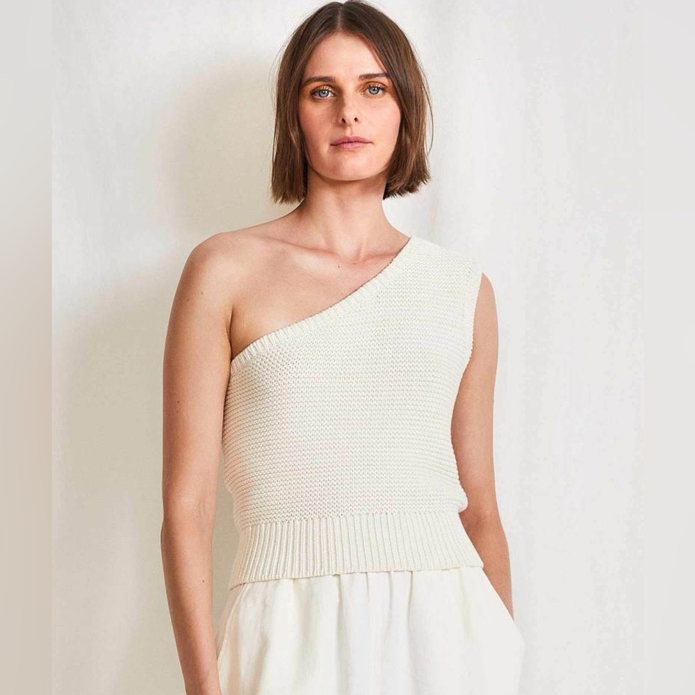 Apiece Apart Cream One-Shoulder Tank Top